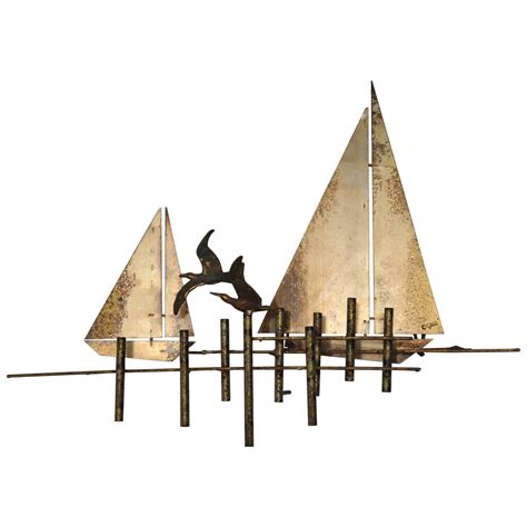 Signed And Dated Curtis Jere` Brutalist Metal Wall Sailboat Sculpture 1972 At 1stdibs