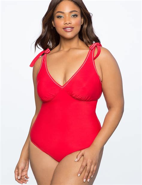 Eloquii One Piece Swimsuit With Tie Shoulder