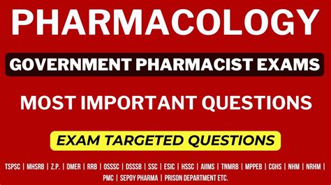 PHARMACOLOGY GOVERNMENT PHARMACIST EXAM PREPARATION RRB PHARMACIST