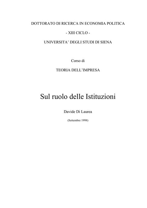 Pdf Sul Ruolo Delle Istituzioni