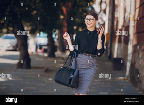 Beautiful Brunette With Glasses Stock Photo Alamy