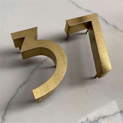 Premium House Numbers Brushed Brass Finish Etsy