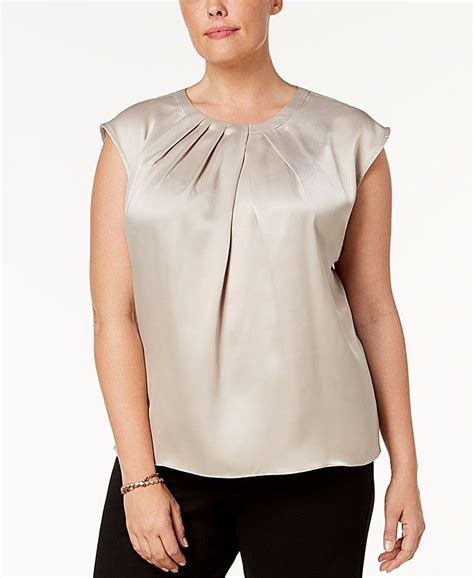 Kasper Plus Size Pleated Cap Sleeve Blouse Macys