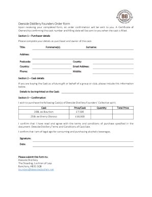 Fillable Online Deeside Distillery Founders Order Form Final Fax Email