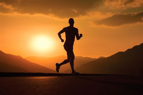 Premium Photo Silhouette Athlete Runner Running In Sunset Soft Light