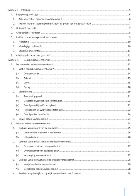 Arbeidsrecht Samenvatting Op Basis Van De Lessen Het Handboek En De