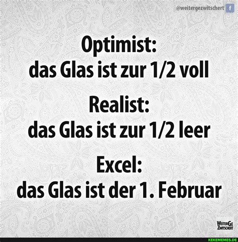 Optimist Das Glas Ist Zur Voll Realist Das Glas Ist Zur Leer Excel