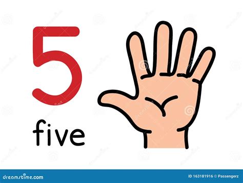 5 Kid`s Hand Showing The Number Five Hand Sign Stock Vector