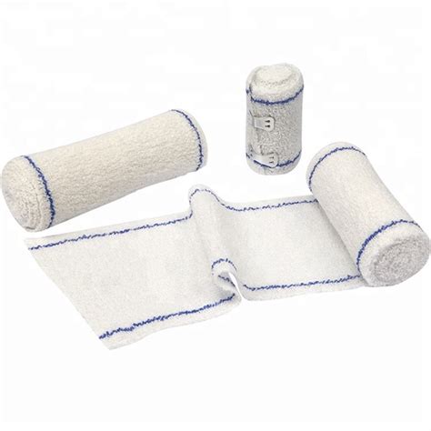 Customized Medical Wound Dressing Red Blue Line Elastic Crepe Bandage