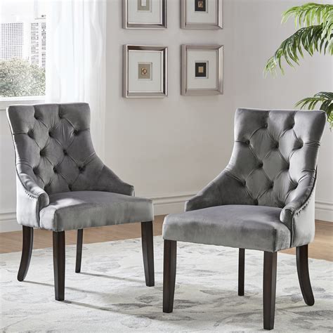 Inspire Q Benchwright Ii Velvet Button Tufted Wingback Hostess Chairs