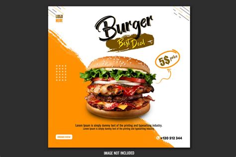 Food Social Media Promotion And Instagram Banner Post Design Template