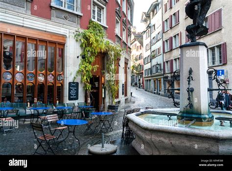 pedestrian street view in zurich altstadt old town switzerland Stock ...