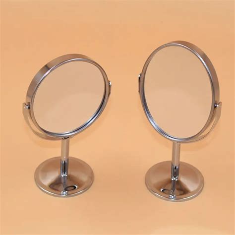 Fashion Women Desktop Mirror Creative Stainless Steel Double Sided