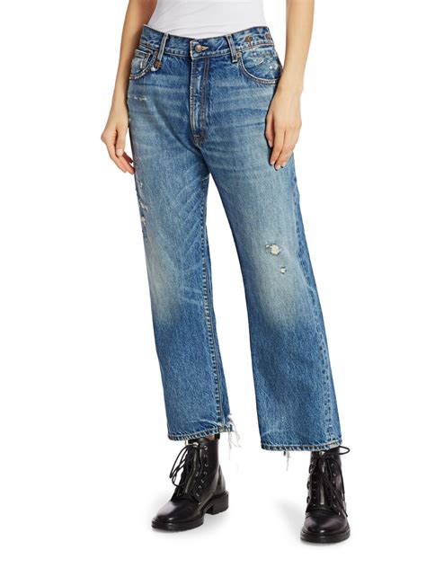 R13 Denim Distressed Boyfriend Jeans In Blue Lyst