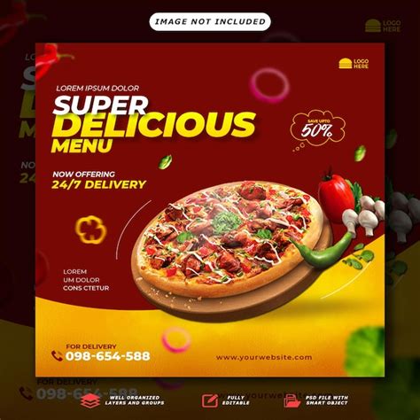 Premium PSD Psd Super Delicious Food Post For Social Media