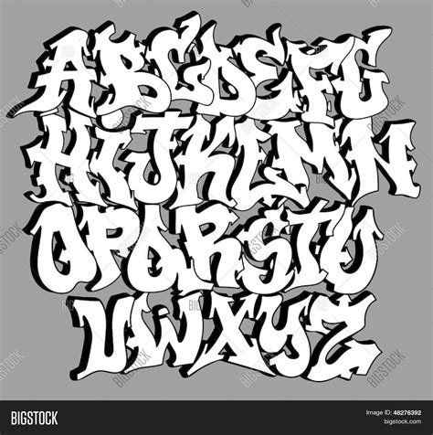 Graffiti Font Alphabet Letters. Vector & Photo | Bigstock