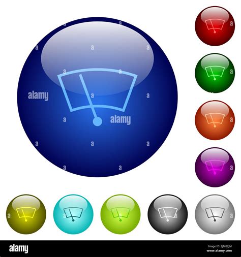 Windshield Wiper Icons On Round Glass Buttons In Multiple Colors