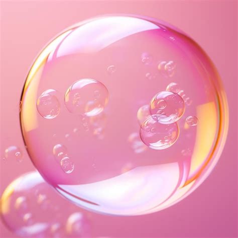 Premium Photo A Close Up Of A Soap Bubble Floating On A Pink Surface