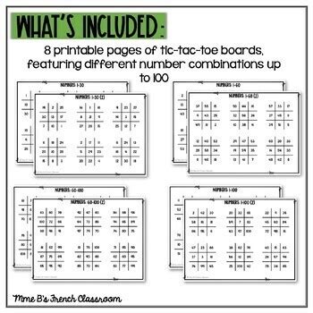 Numbers To 100 Tic Tac Toe Games Any Language By Mme B S French Classroom