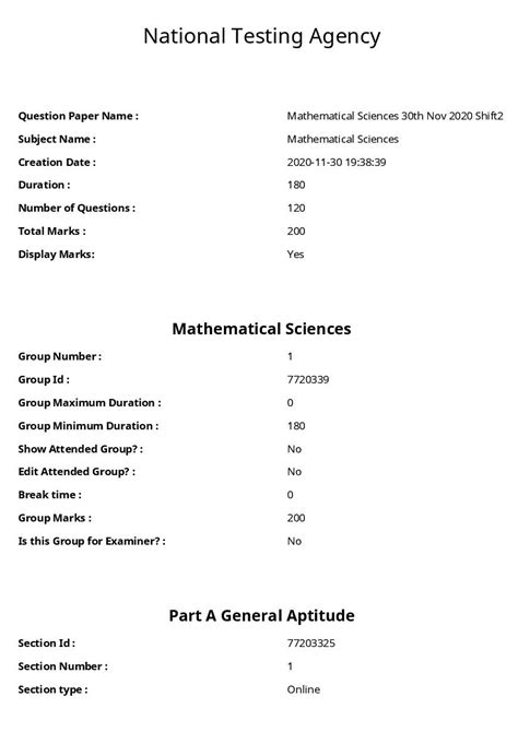 Csir Net 2020 Jun Question Paper Math Sciences 30 Nov