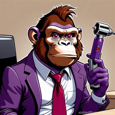 Brown Ape With Drill Curious And Concentrated Stable Diffusion Online