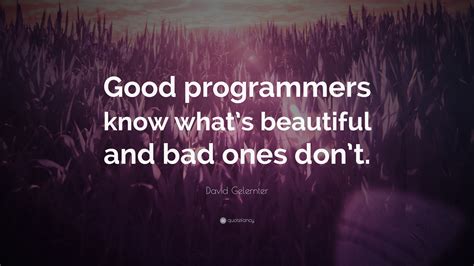 David Gelernter Quote: “Good programmers know what’s beautiful and bad ones don’t.”