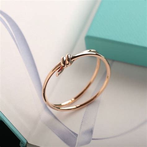 Tiffany Co Knot Rose Gold Double Row Hinged Bangle 6 2inch EBay