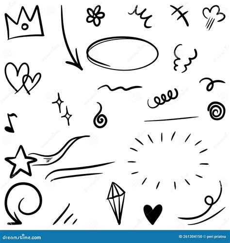 Set Of Hand Drawn Doodle Elements For Concept Design Isolated On White