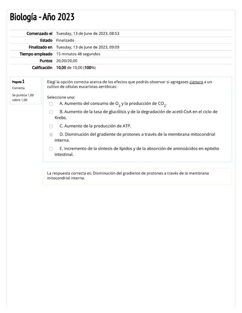 Cuestionario De Autoevaluaci N Del Tp Pregunta Correcta Se Punt A