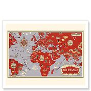 Fine Art Prints Posters Planisphere World Route Map Air France