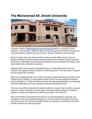 The Muhammad Ali Jinnah University PDF