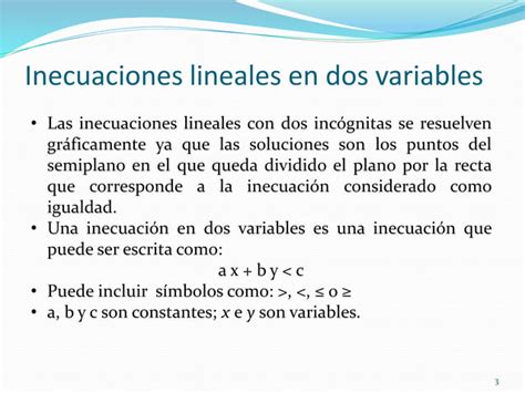 Inecuaciones Lineales En Una Y Dos Variables PPT