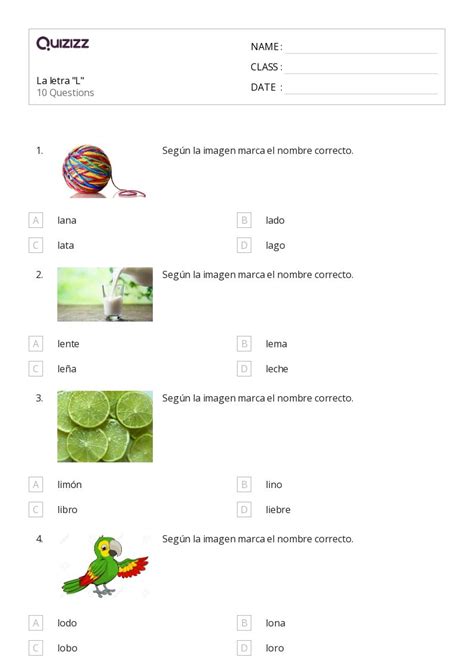 La Letra L Hojas De Trabajo En Quizizz Gratis E Imprimible