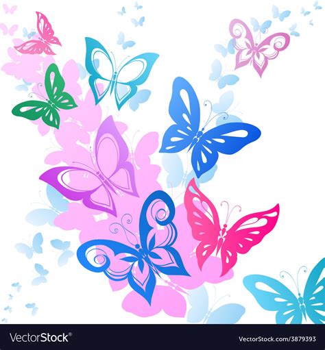 Background Of Abstract Butterflies Flying Vector Image