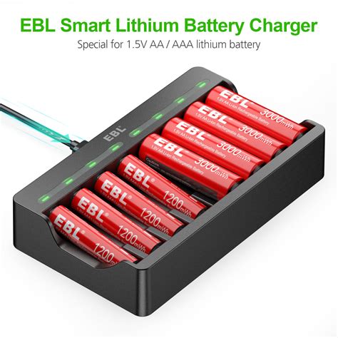 Ebl Aa Rechargeable Lithium Li Ion Batteries Mwh V Battery