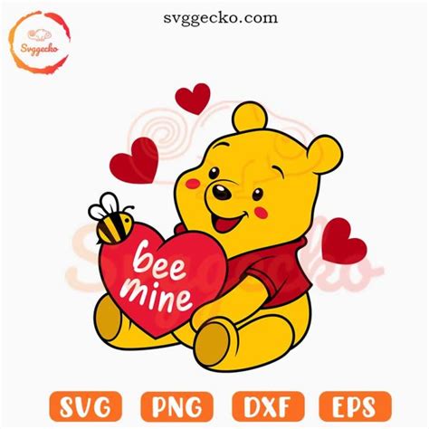 Pooh Bee Mine Heart Svg Winnie The Pooh Valentine Svg Png Cricut