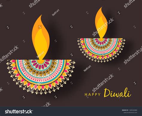 Creative Greeting Card Design Happy Deepavali Stock Vector (Royalty ...