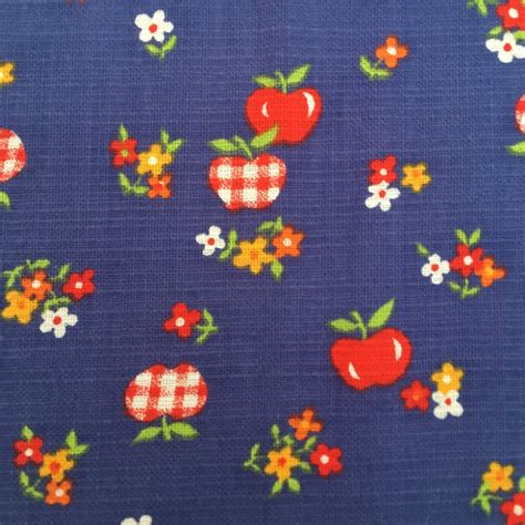 S Vintage Apple Floral Print Pure Cotton Fabric M Vintage Apple