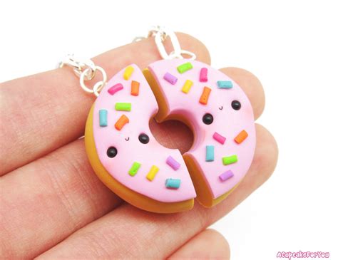 Kawaii Donut Best Friend Keychain Best Friend Jewelry Friendship Food