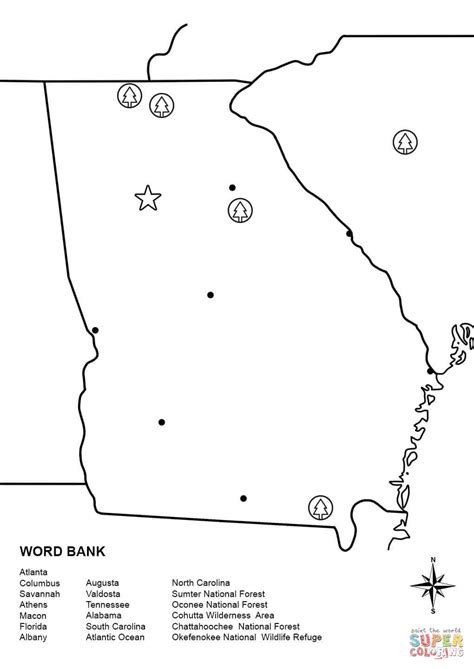 Georgia Map Worksheet Coloring Page Free Printable Coloring Pages