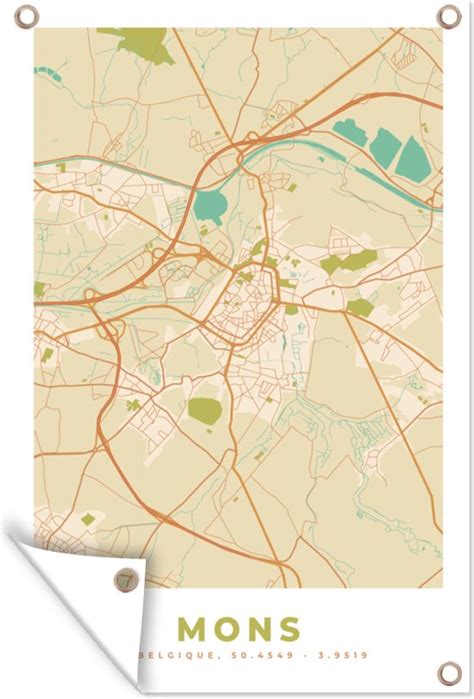 Tuinposter Plattegrond Kaart Belgi Stadskaart Vintage Retro