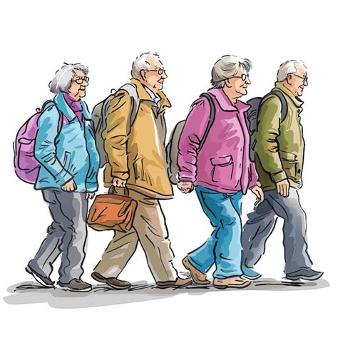 Premium Photo | Group of seniors taking a leisurely walk illustration