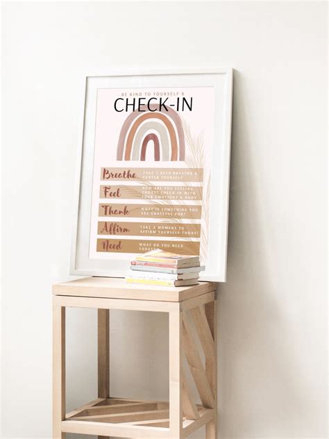 Self Care Check In Poster Self Love And Mental Health Etsy