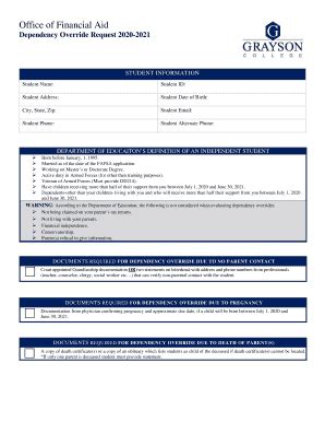 Fillable Online Dependency Override Request Fax Email Print