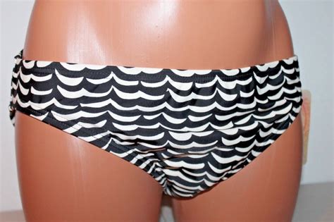 Coco Rave Bikini Bottom Classic Coastline Black White Medium R Nwt