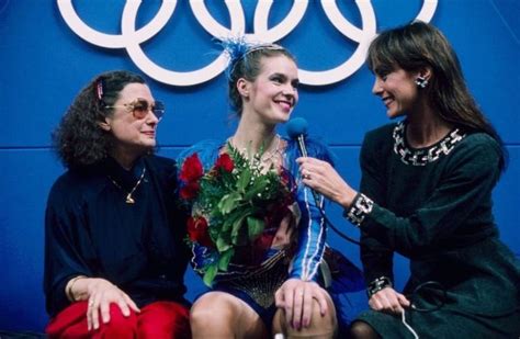 Katarina Witt With Her Coach Jutta Muller Being Interviewed By Olympic