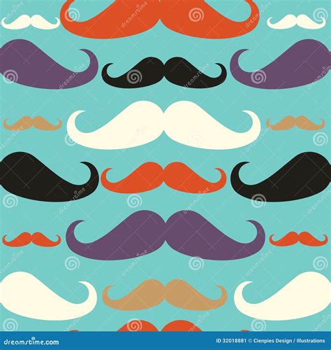 Old Fashioned Mustache Seamless Pattern Stock Vector Illustration Of
