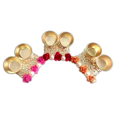 Fancy Haldi And Kumkum Holders With Roses And Pearls Piece Fancy