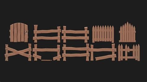 3d Model Modular Stylized Fence Pack Vr Ar Low Poly Cgtrader