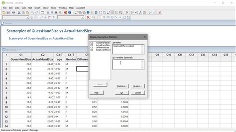 Minitab Basic Functions And Analysis Youtube